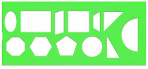 Трафарет 18 геометрических фигур пластиковый, зеленый "Стамм"