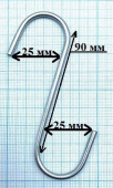 Крючок S - образный 90х25х3мм, оцинкованная сталь