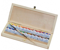 Набор акварельных красок "Белые ночи" 24 цв. в деревянной коробке (береза) с кистью
